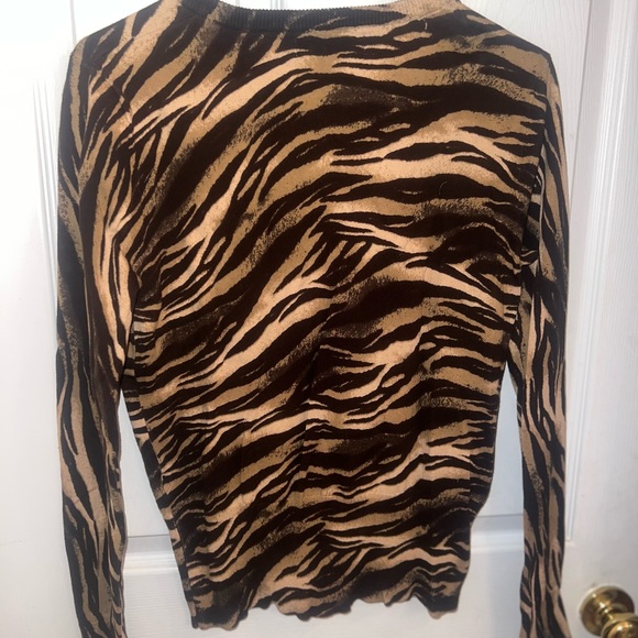 Jones New York Brown and Tan Zebra Print Cardigan - Picture 3 of 3